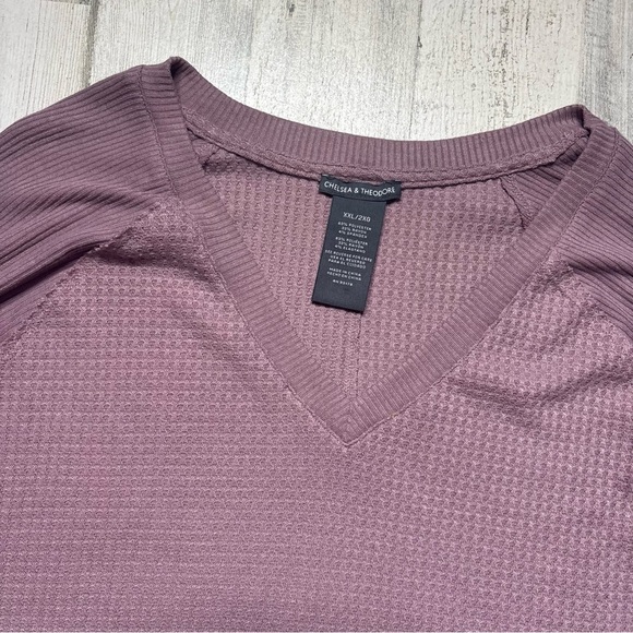 Chelsea Theodore Waffle Knit V-Neck Long Sleeve Top Size XXL - Picture 3 of 4